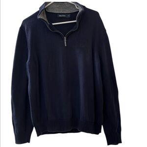 Nautica Men’s Navy/Gray 1/4 Zip Pullover Sweater Size L